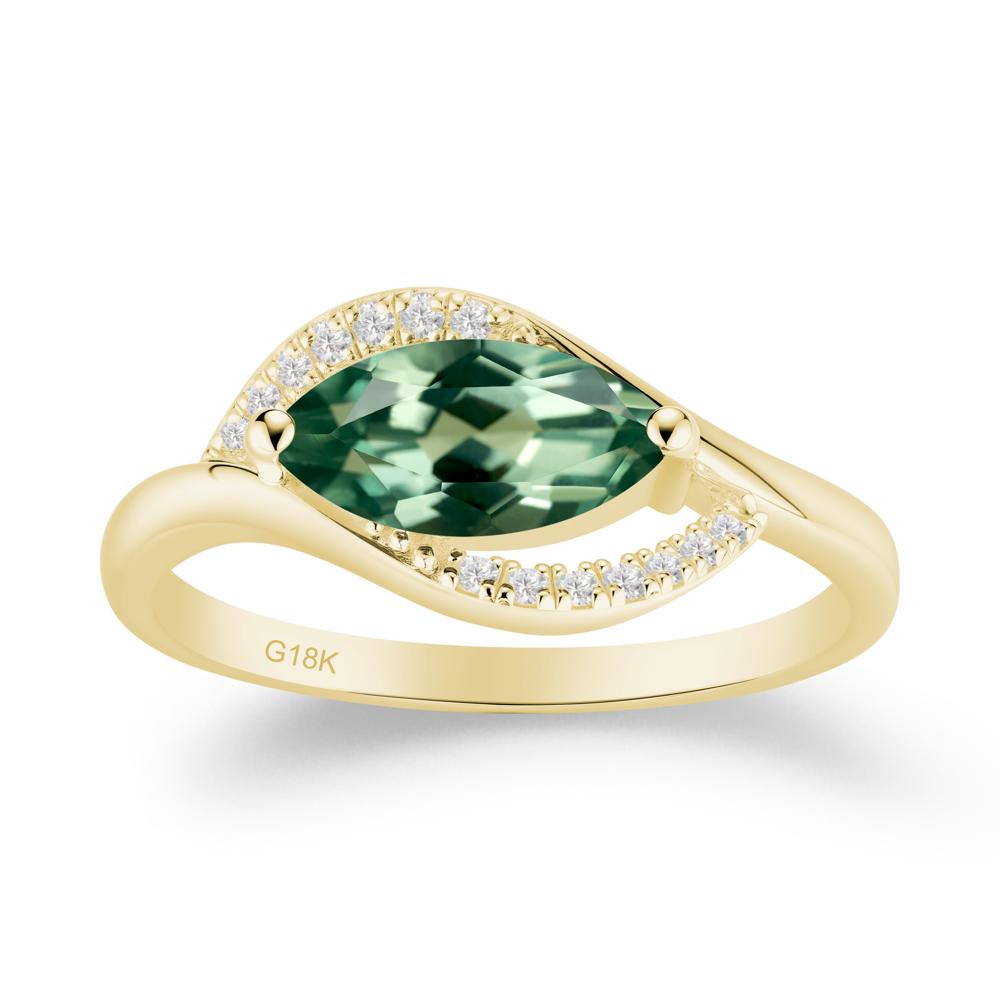 Leaf Inspired Marquise Cut Green Sapphire Ring - LUO Jewelry #metal_18k yellow gold