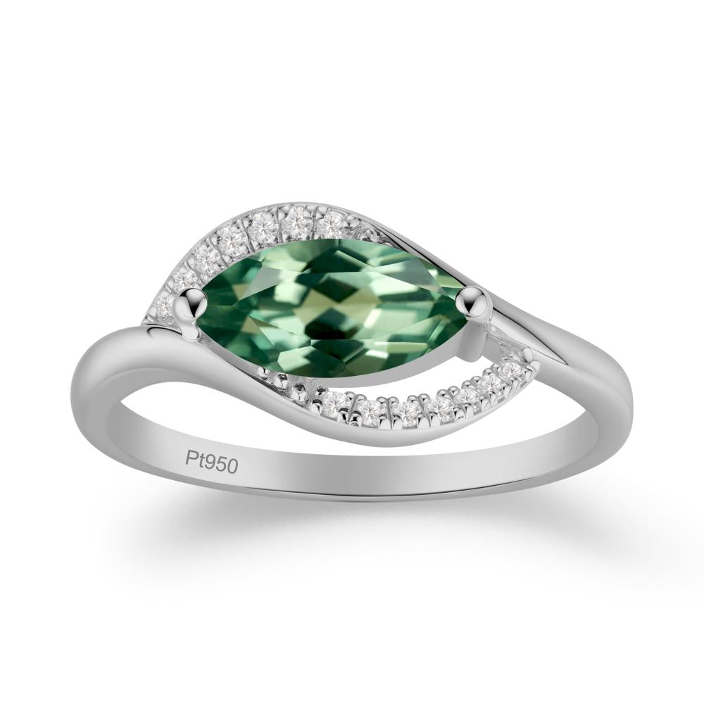 Leaf Inspired Marquise Cut Green Sapphire Ring - LUO Jewelry #metal_platinum