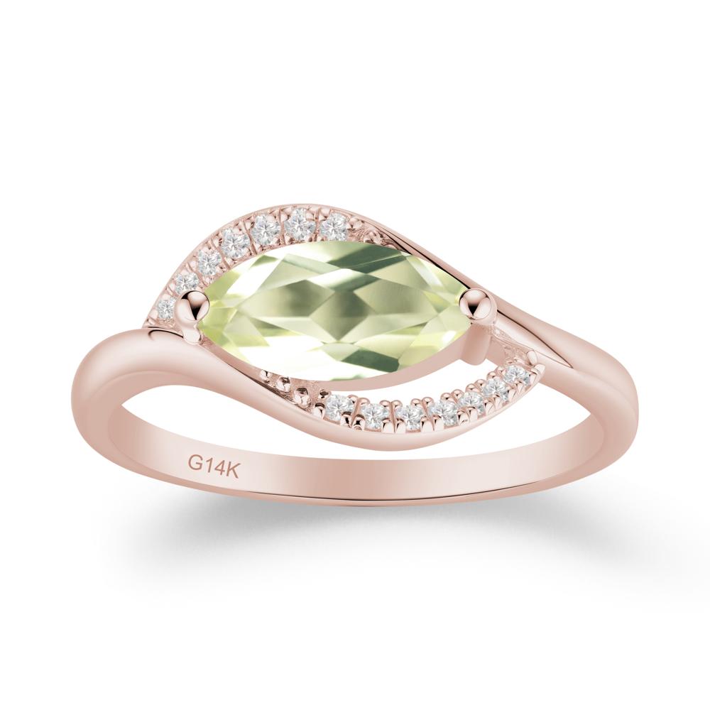 Leaf Inspired Marquise Cut Lemon Quartz Ring - LUO Jewelry #metal_14k rose gold
