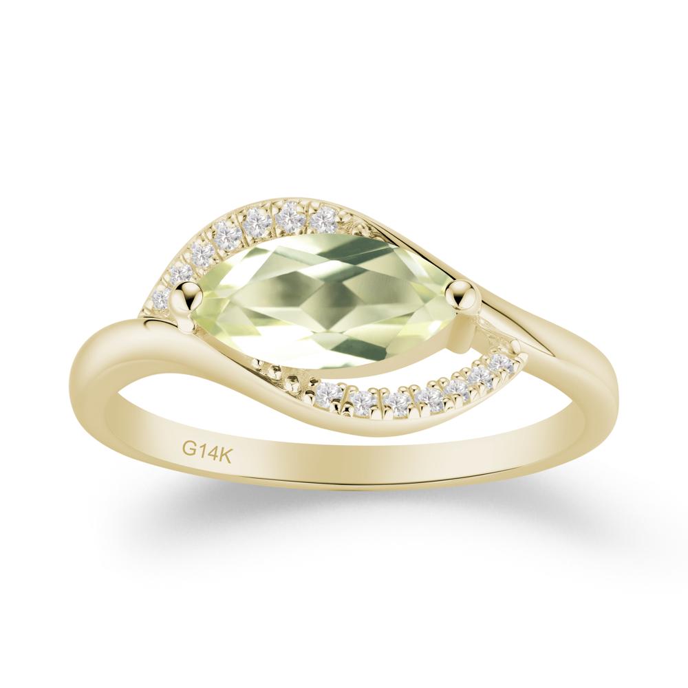 Leaf Inspired Marquise Cut Lemon Quartz Ring - LUO Jewelry #metal_14k yellow gold
