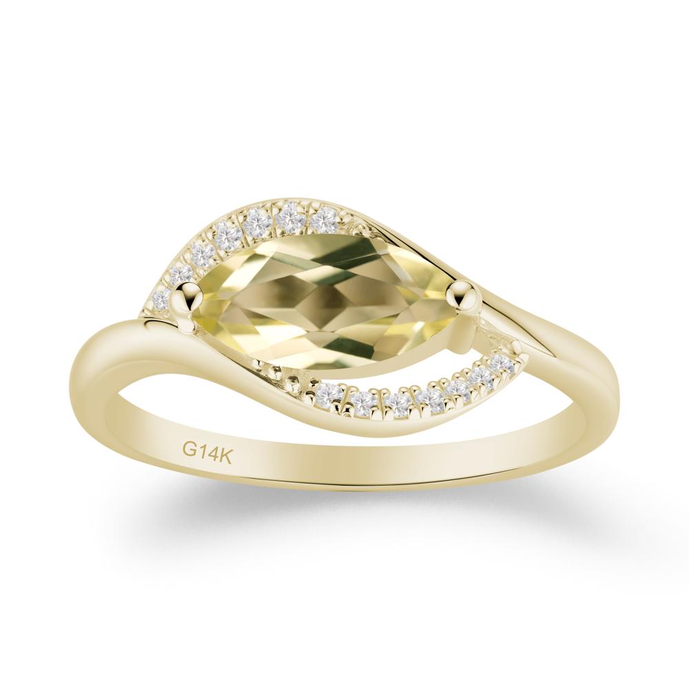 Leaf Inspired Marquise Cut Lemon Quartz Ring - LUO Jewelry #metal_14k yellow gold