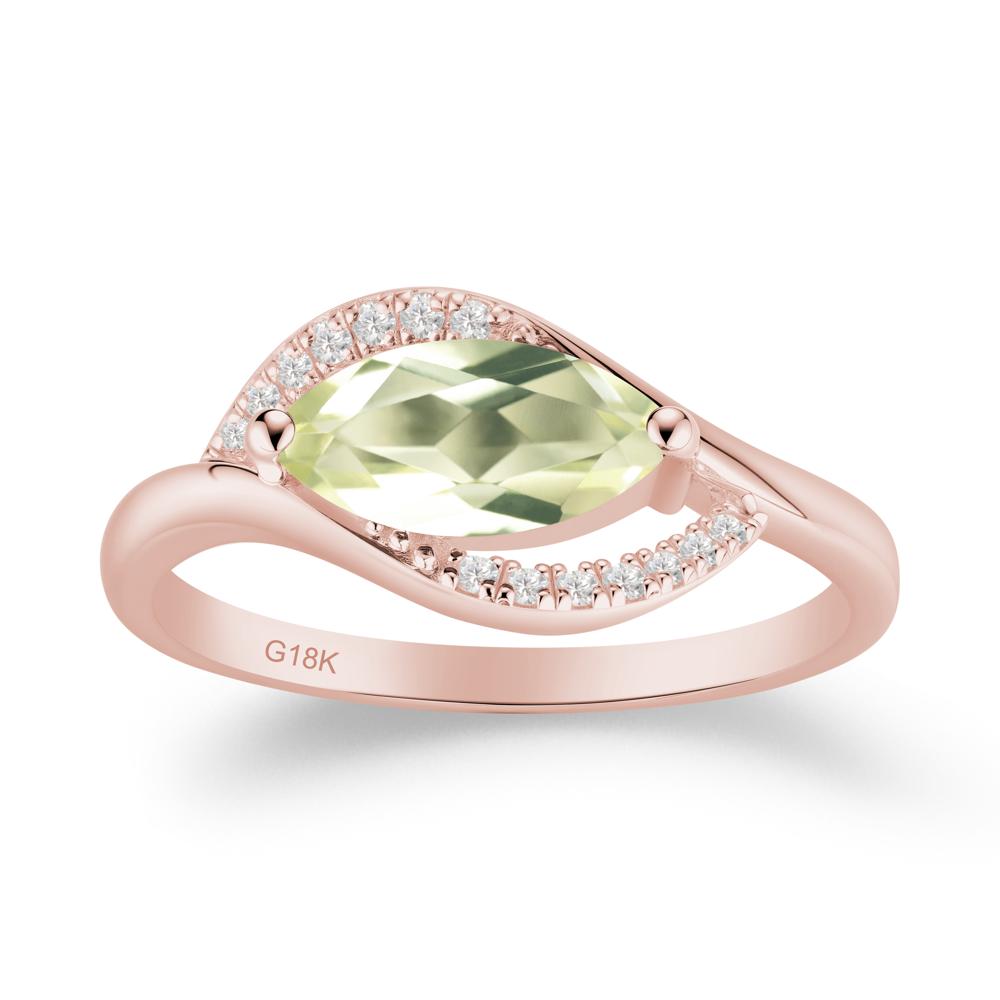 Leaf Inspired Marquise Cut Lemon Quartz Ring - LUO Jewelry #metal_18k rose gold