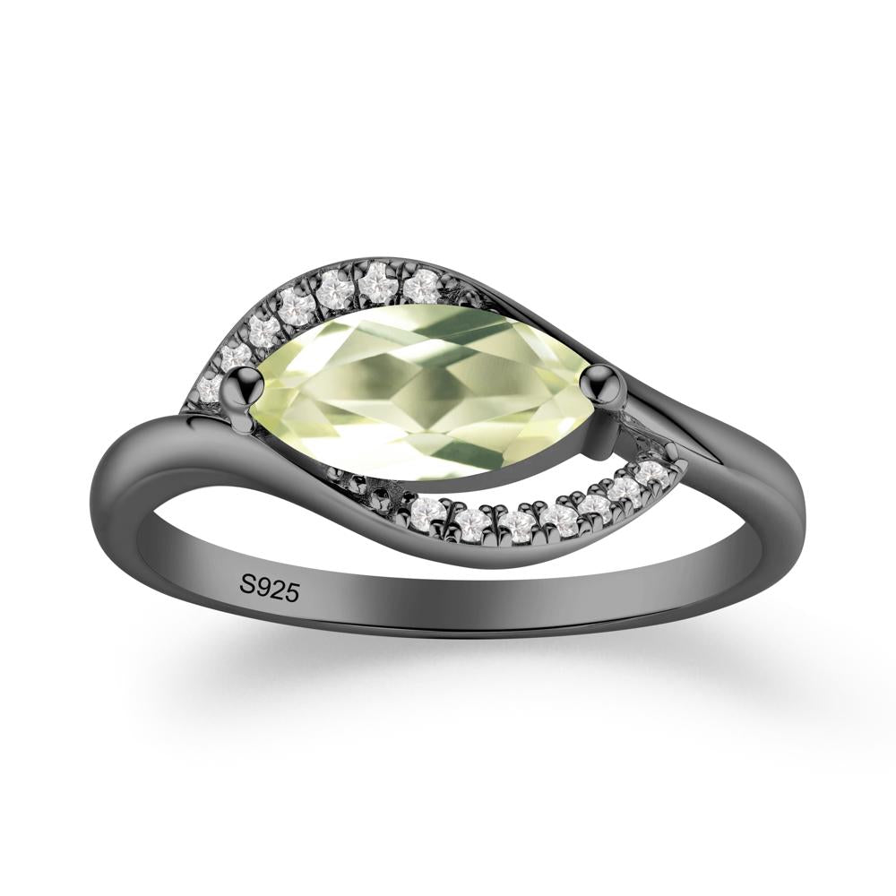 Leaf Inspired Marquise Cut Lemon Quartz Ring - LUO Jewelry #metal_black finish sterling silver