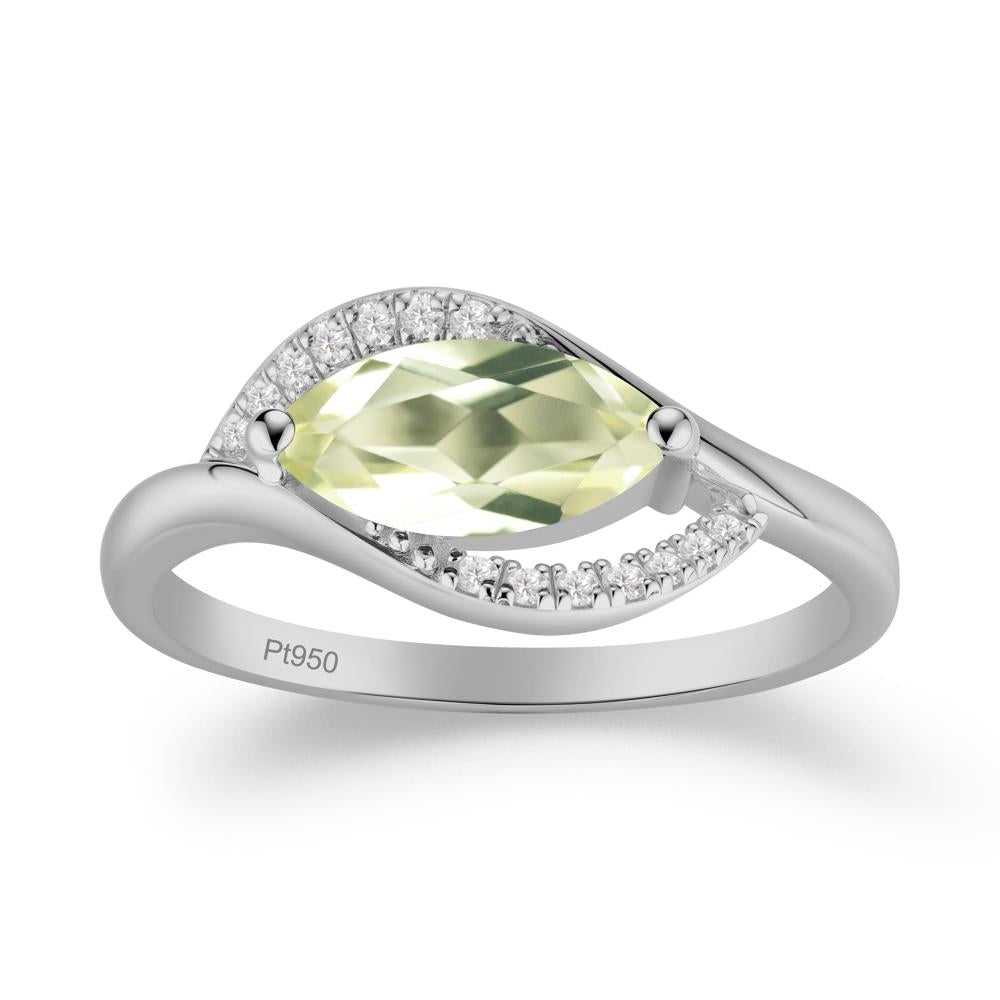 Leaf Inspired Marquise Cut Lemon Quartz Ring - LUO Jewelry #metal_platinum