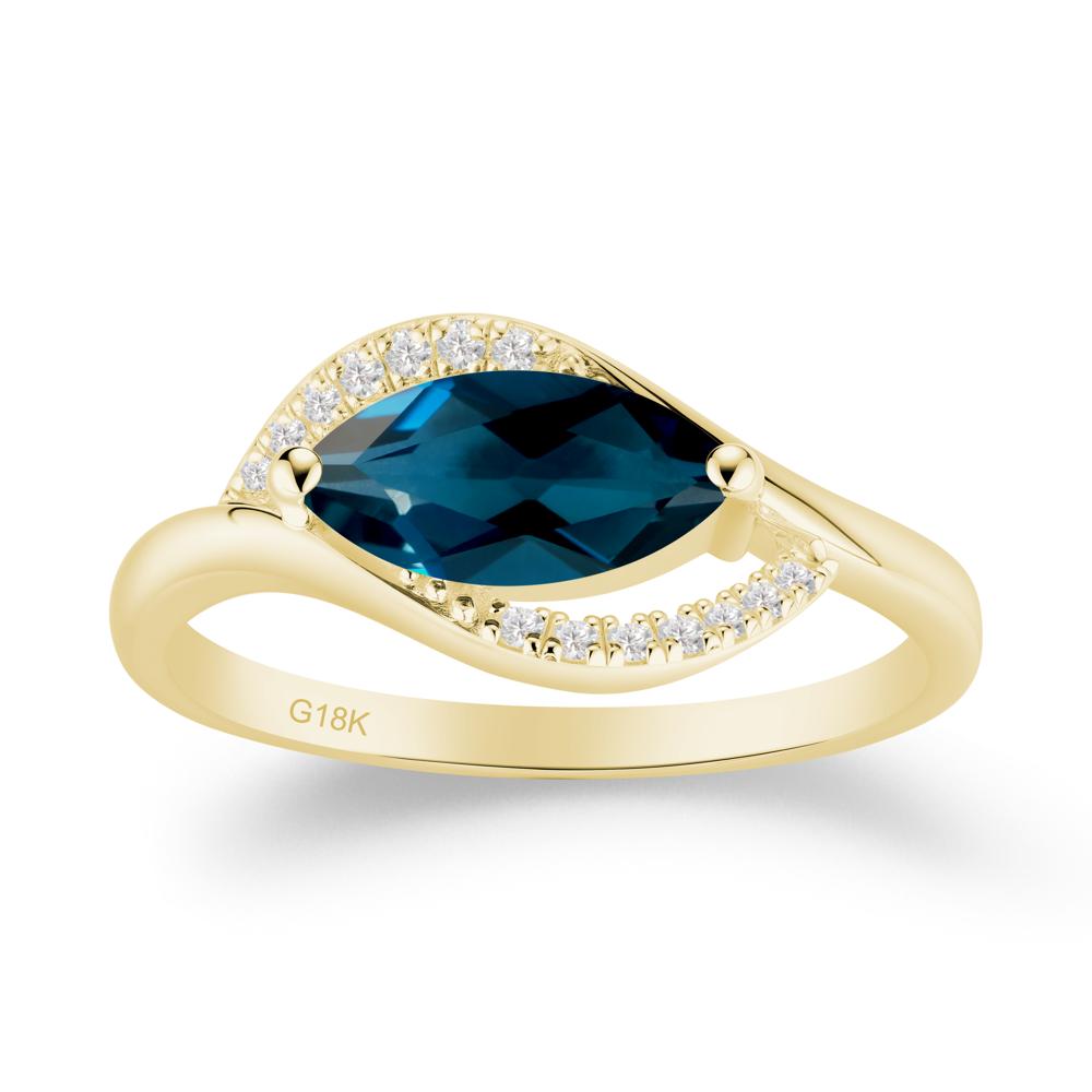 Leaf Inspired Marquise Cut London Blue Topaz Ring - LUO Jewelry #metal_18k yellow gold