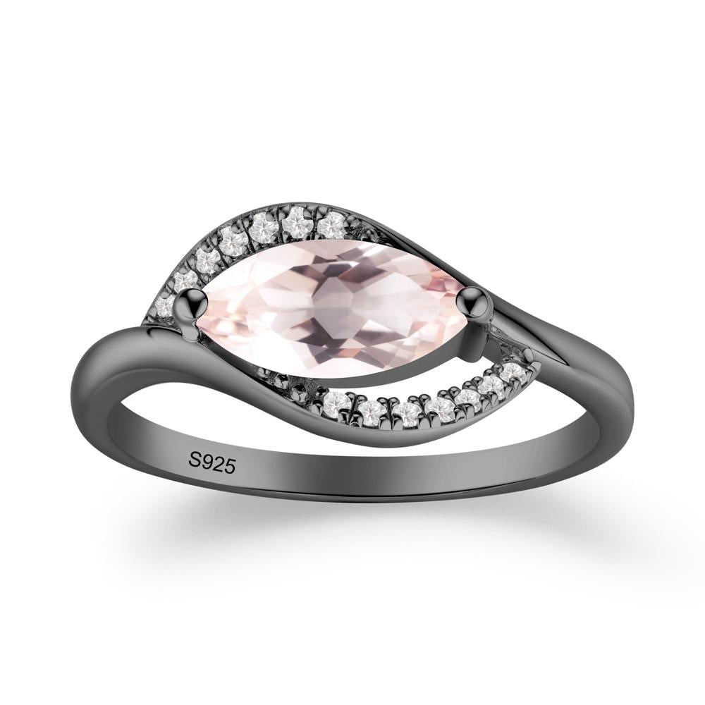 Unique Bypass Morganite Engagement Ring - LUO Jewelry #metal_black finish sterling silver