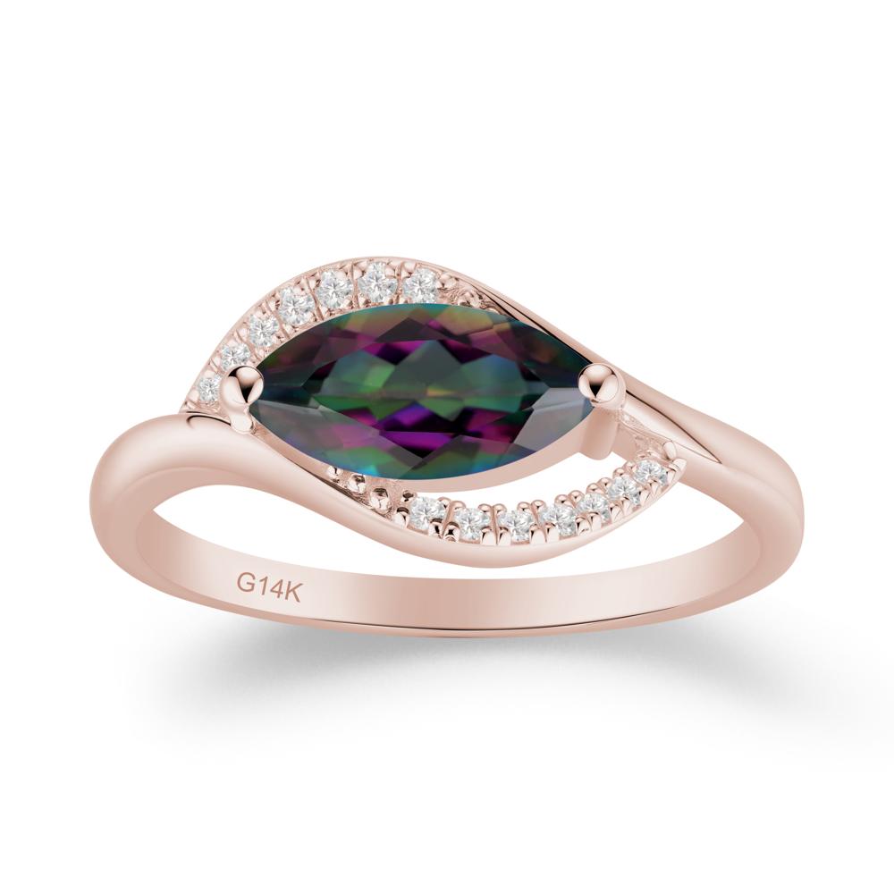 Leaf Inspired Marquise Cut Mystic Topaz Ring - LUO Jewelry #metal_14k rose gold