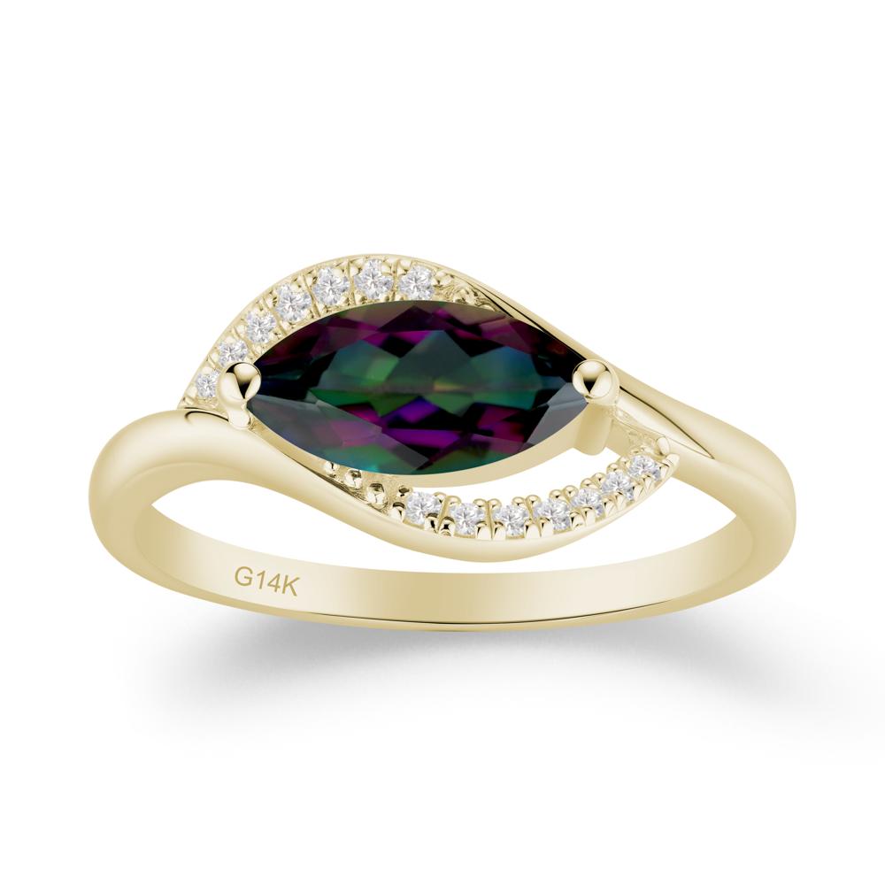 Leaf Inspired Marquise Cut Mystic Topaz Ring - LUO Jewelry #metal_14k yellow gold