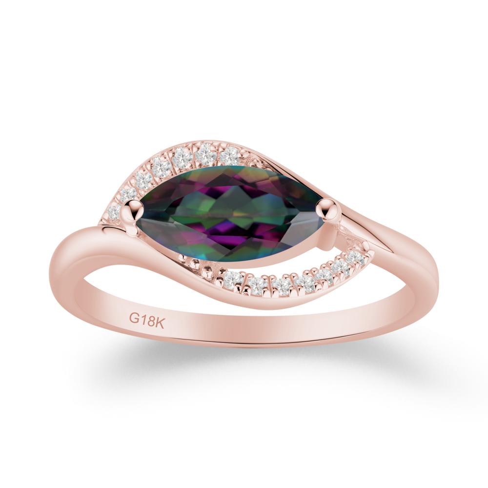 Leaf Inspired Marquise Cut Mystic Topaz Ring - LUO Jewelry #metal_18k rose gold
