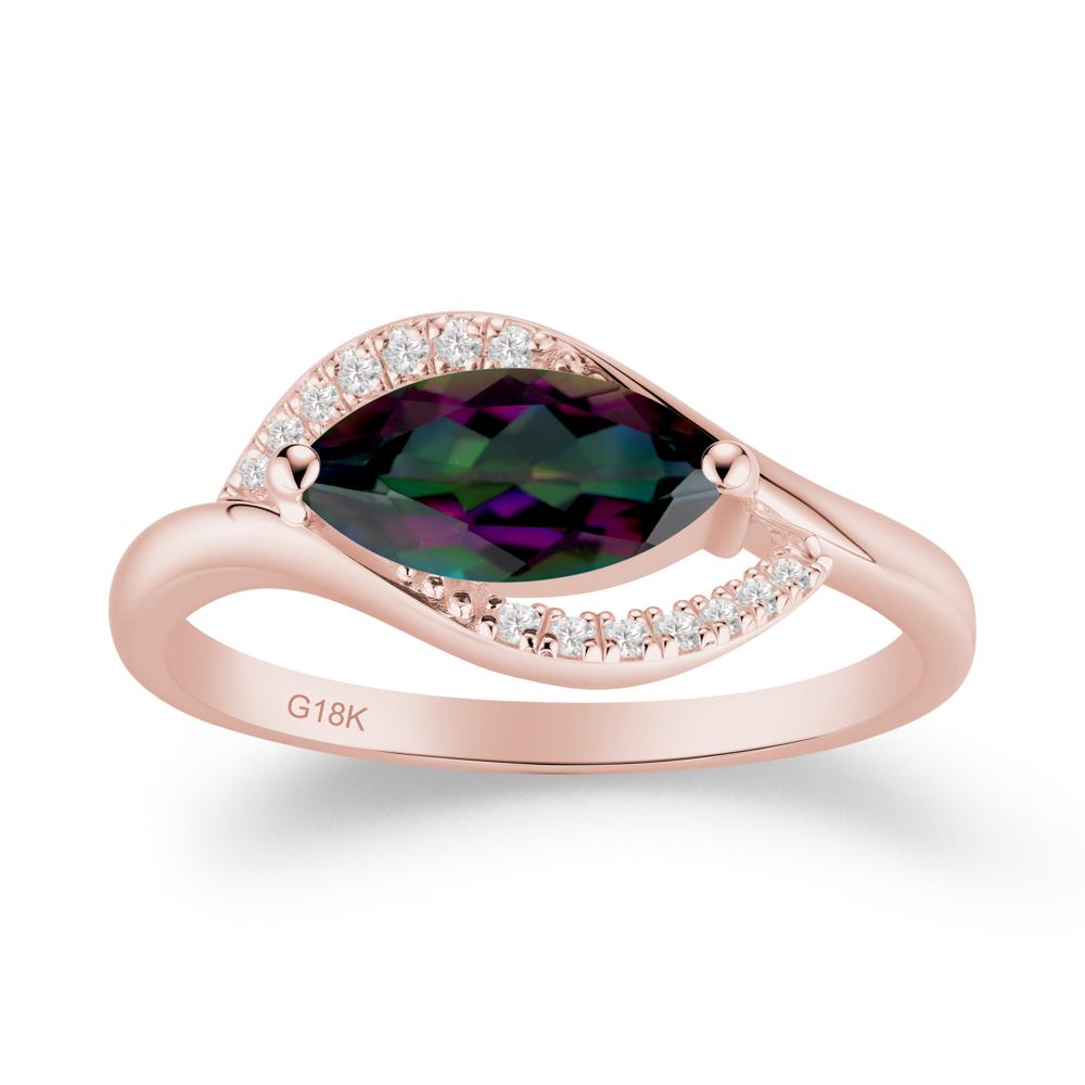 Leaf Inspired Marquise Cut Mystic Topaz Ring - LUO Jewelry #metal_18k rose gold