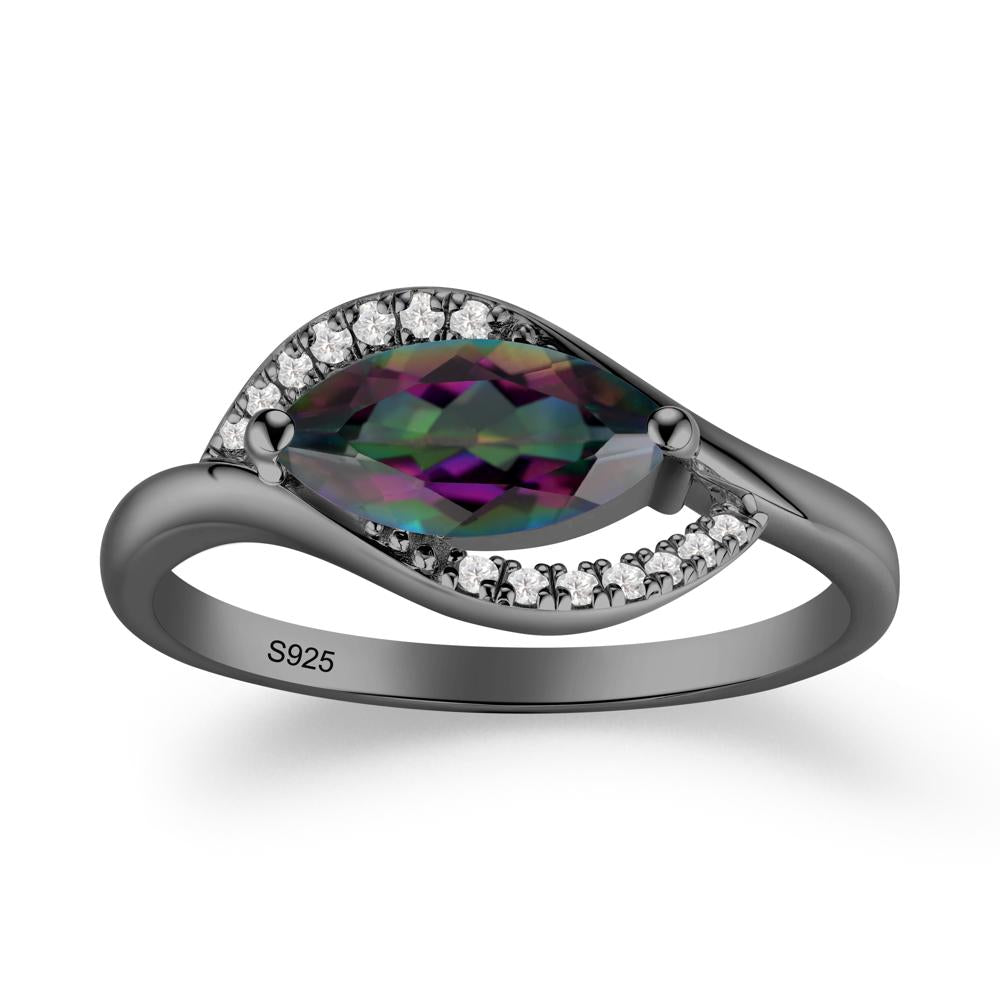 Leaf Inspired Marquise Cut Mystic Topaz Ring - LUO Jewelry #metal_black finish sterling silver