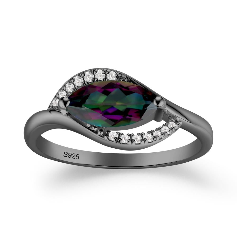 Leaf Inspired Marquise Cut Mystic Topaz Ring - LUO Jewelry #metal_black finish sterling silver
