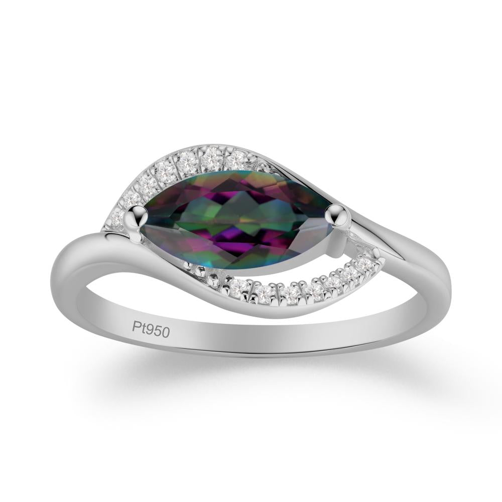 Leaf Inspired Marquise Cut Mystic Topaz Ring - LUO Jewelry #metal_platinum
