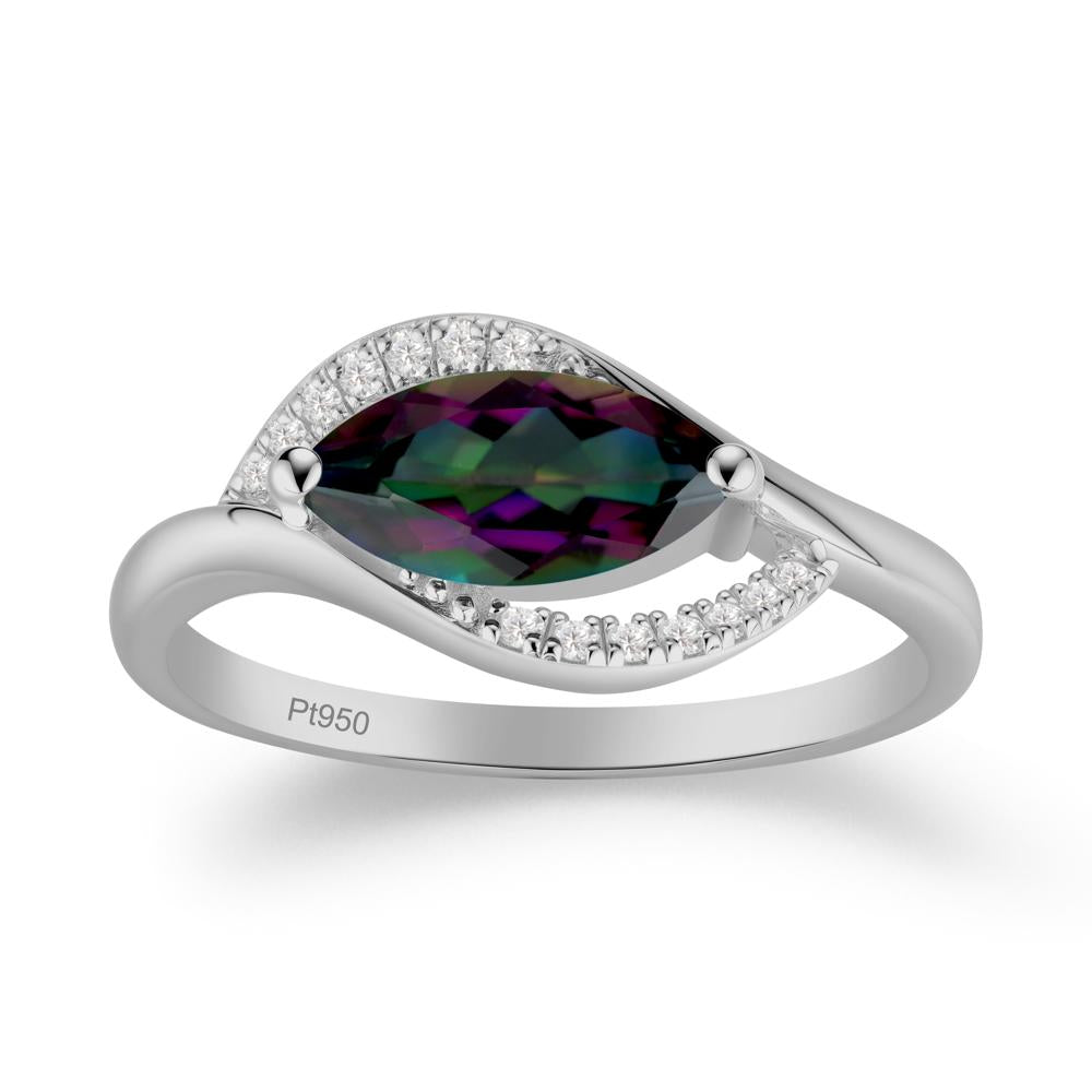 Leaf Inspired Marquise Cut Mystic Topaz Ring - LUO Jewelry #metal_platinum