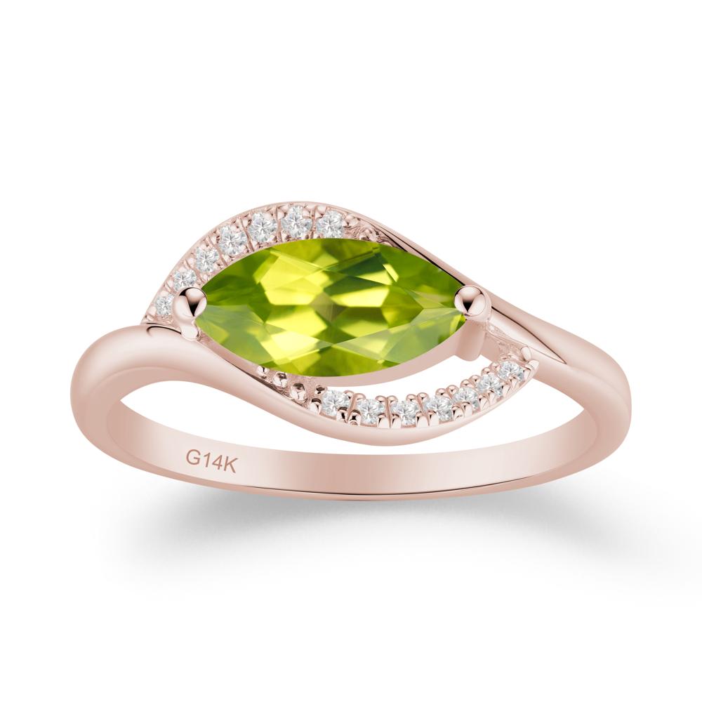 Unique Bypass Peridot Engagement Ring - LUO Jewelry #metal_14k rose gold