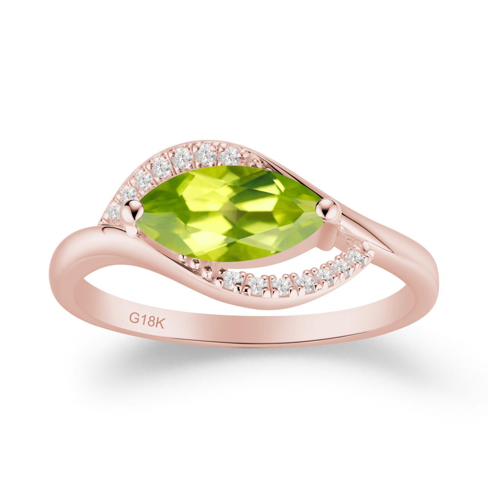 Unique Bypass Peridot Engagement Ring - LUO Jewelry #metal_18k rose gold