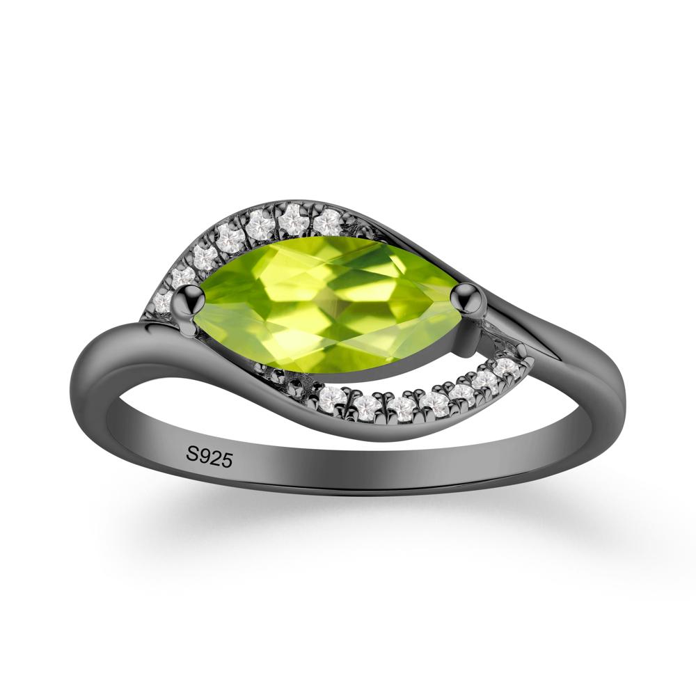 Unique Bypass Peridot Engagement Ring - LUO Jewelry #metal_black finish sterling silver
