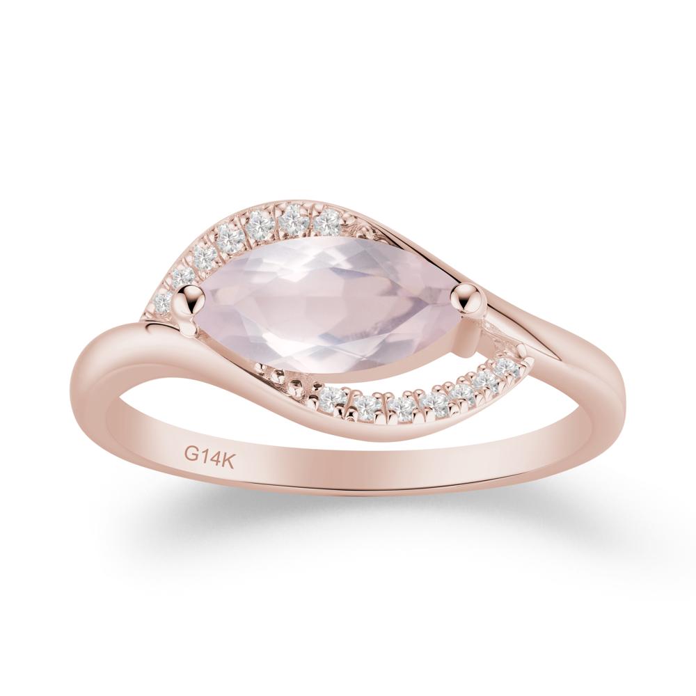 Unique Bypass Rose Quartz Engagement Ring - LUO Jewelry #metal_14k rose gold