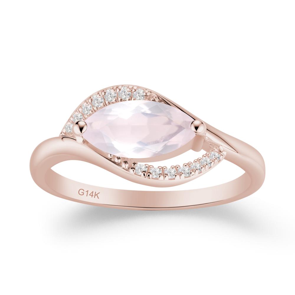 Unique Bypass Rose Quartz Engagement Ring - LUO Jewelry #metal_14k rose gold