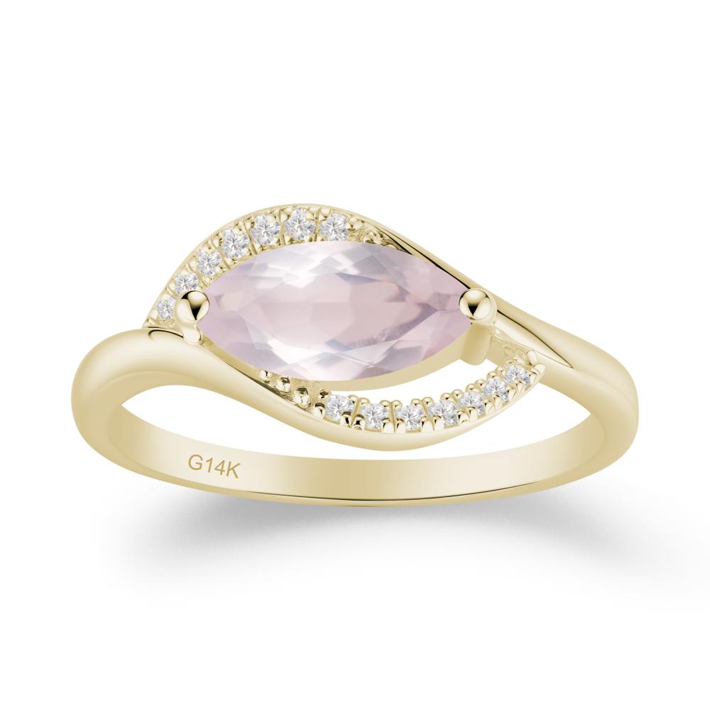 Unique Bypass Rose Quartz Engagement Ring - LUO Jewelry #metal_14k yellow gold