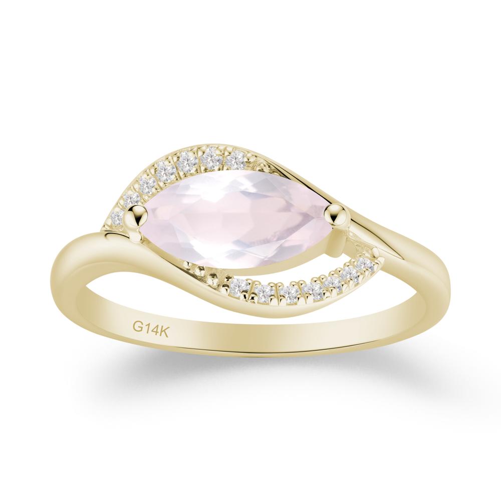 Unique Bypass Rose Quartz Engagement Ring - LUO Jewelry #metal_14k yellow gold