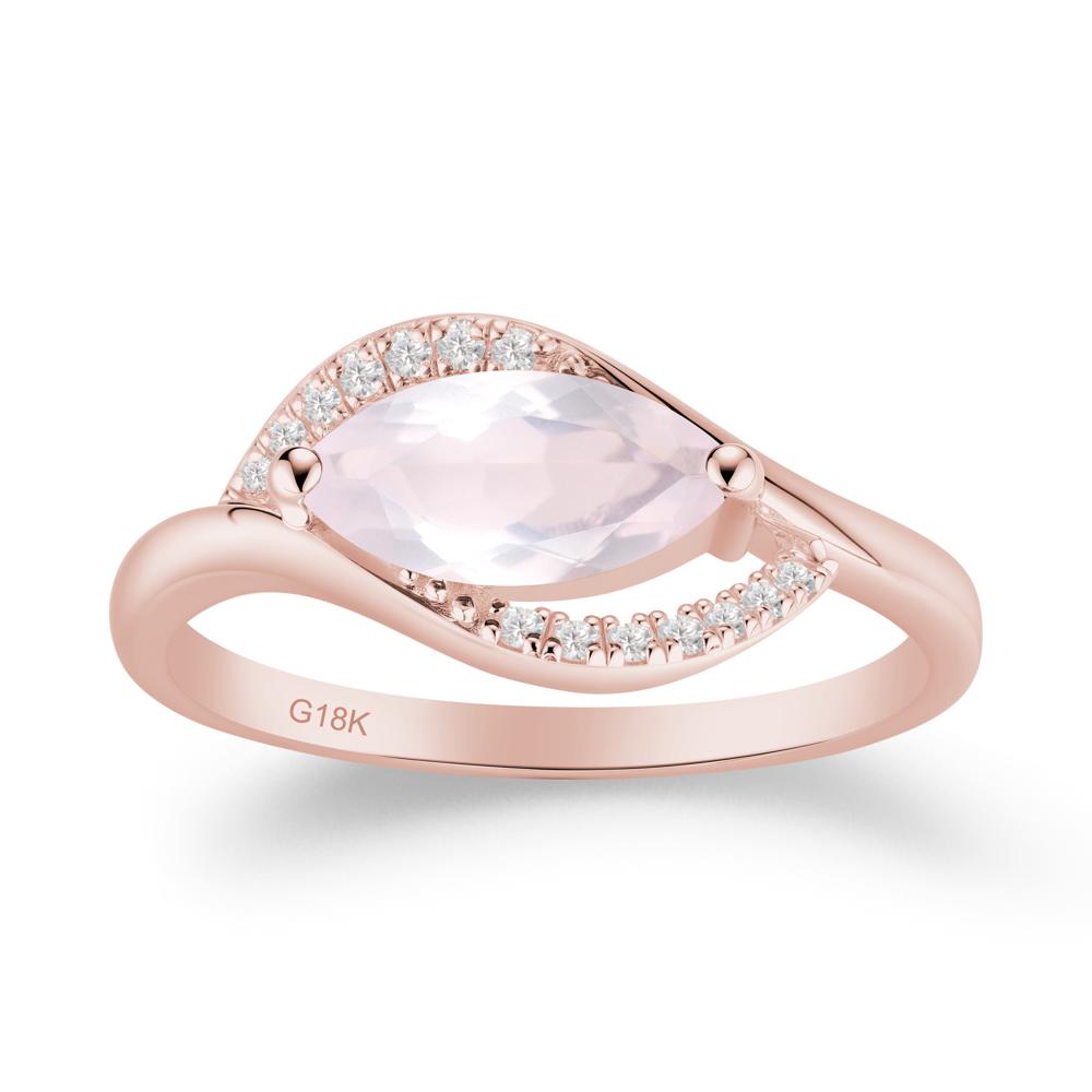 Unique Bypass Rose Quartz Engagement Ring - LUO Jewelry #metal_18k rose gold