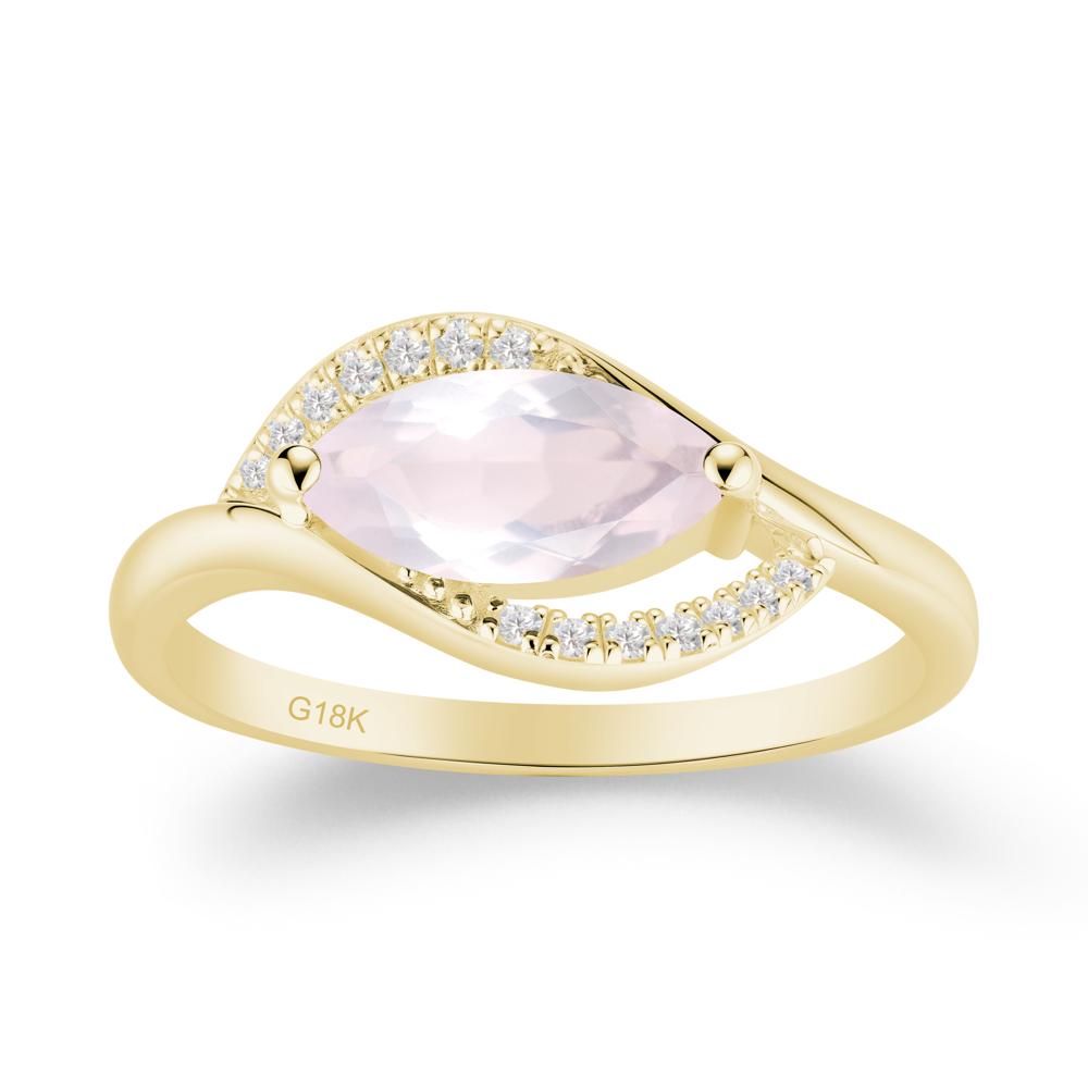 Unique Bypass Rose Quartz Engagement Ring - LUO Jewelry #metal_18k yellow gold