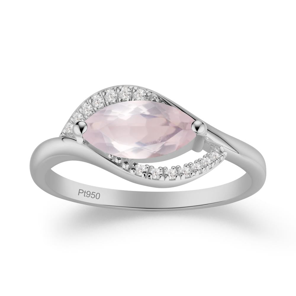Unique Bypass Rose Quartz Engagement Ring - LUO Jewelry #metal_platinum