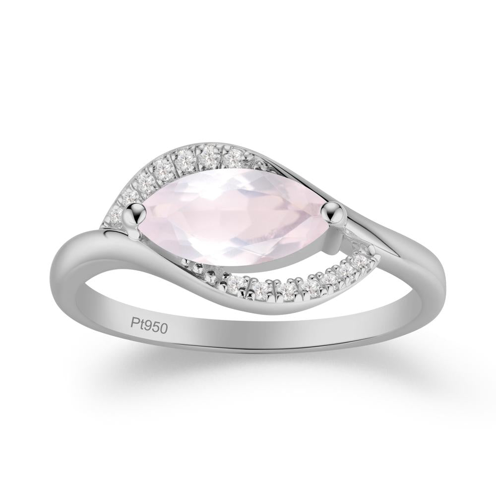 Unique Bypass Rose Quartz Engagement Ring - LUO Jewelry #metal_platinum