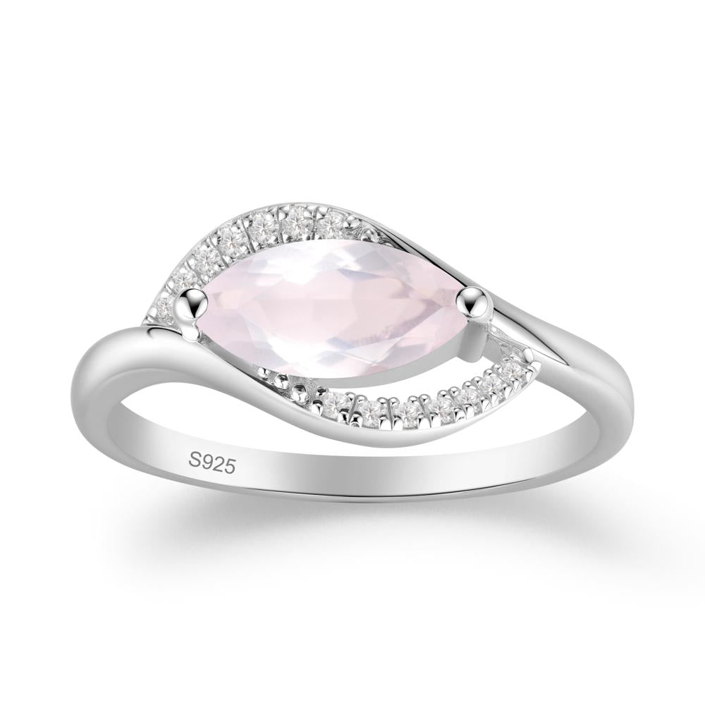 Unique Bypass Rose Quartz Engagement Ring - LUO Jewelry #metal_sterling silver