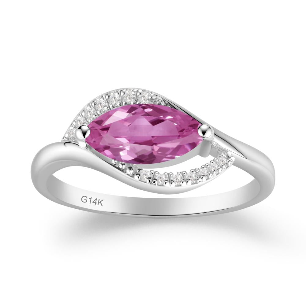 Leaf Pink Sapphire Bypass Ring - LUO Jewelry #metal_14k white gold