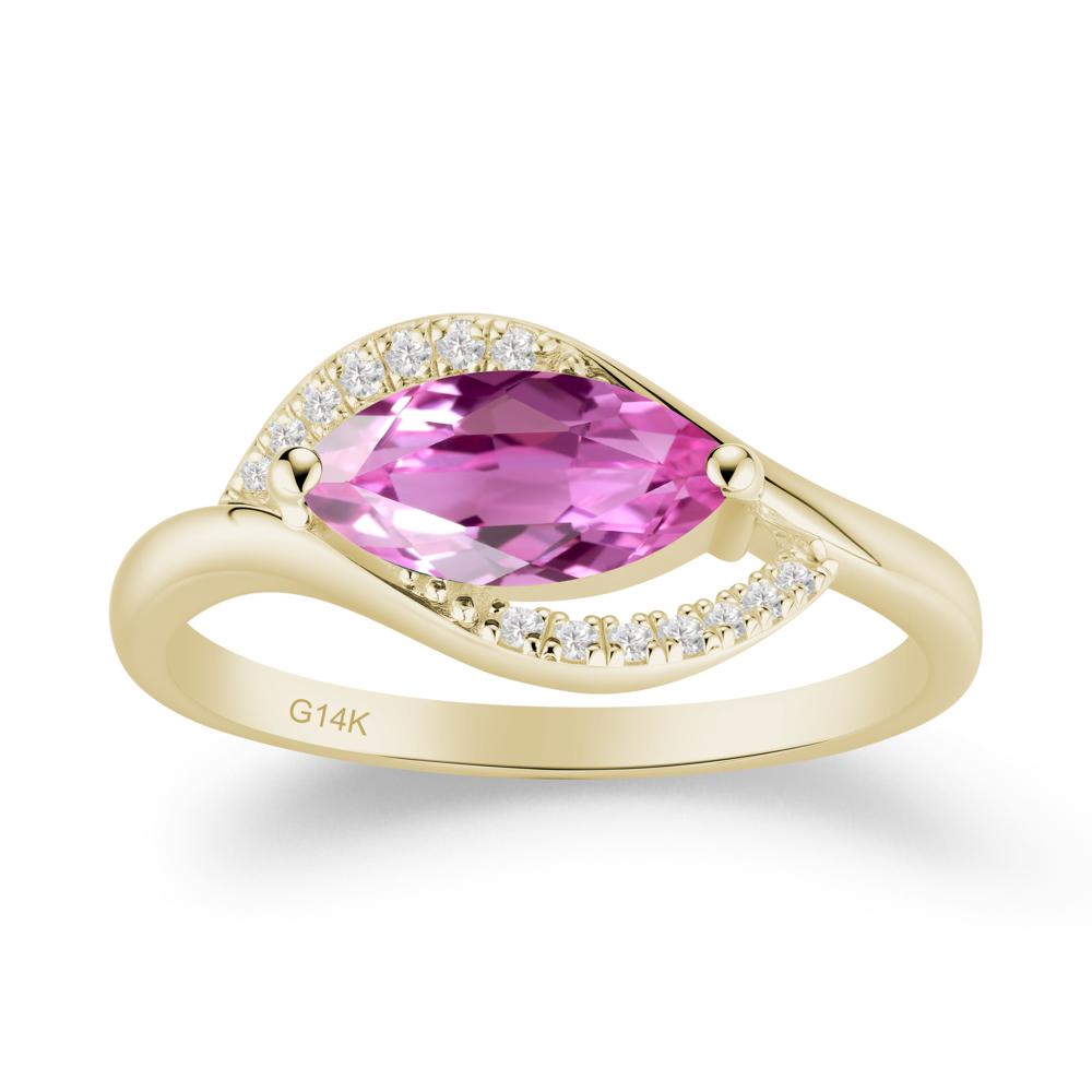Leaf Pink Sapphire Bypass Ring - LUO Jewelry #metal_14k yellow gold