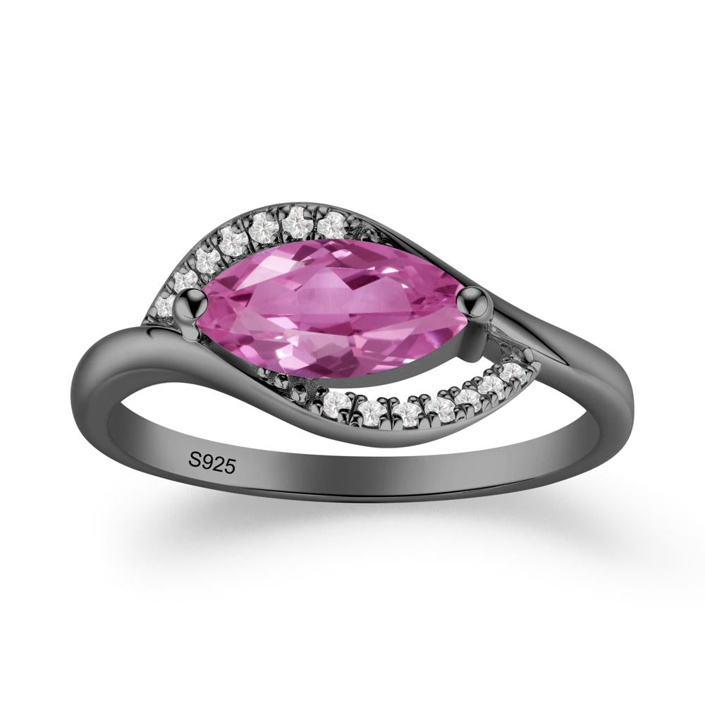 Leaf Pink Sapphire Bypass Ring - LUO Jewelry #metal_black finish sterling silver