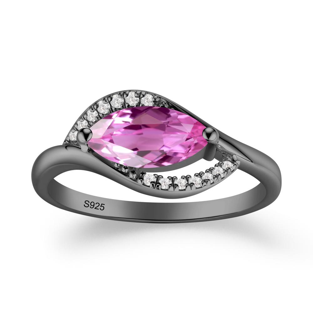 Leaf Pink Sapphire Bypass Ring - LUO Jewelry #metal_black finish sterling silver