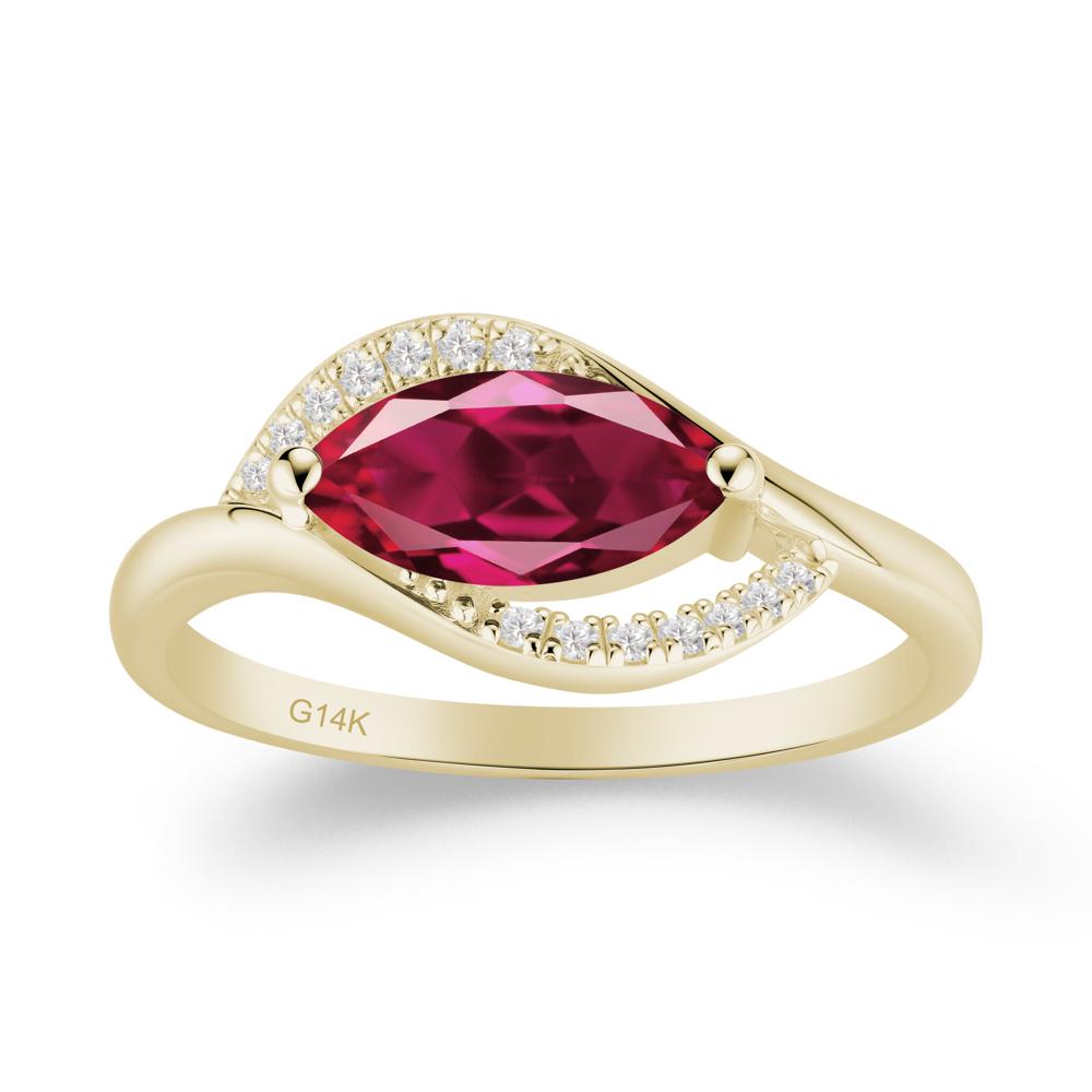 Unique Bypass Ruby Engagement Ring - LUO Jewelry #metal_14k yellow gold
