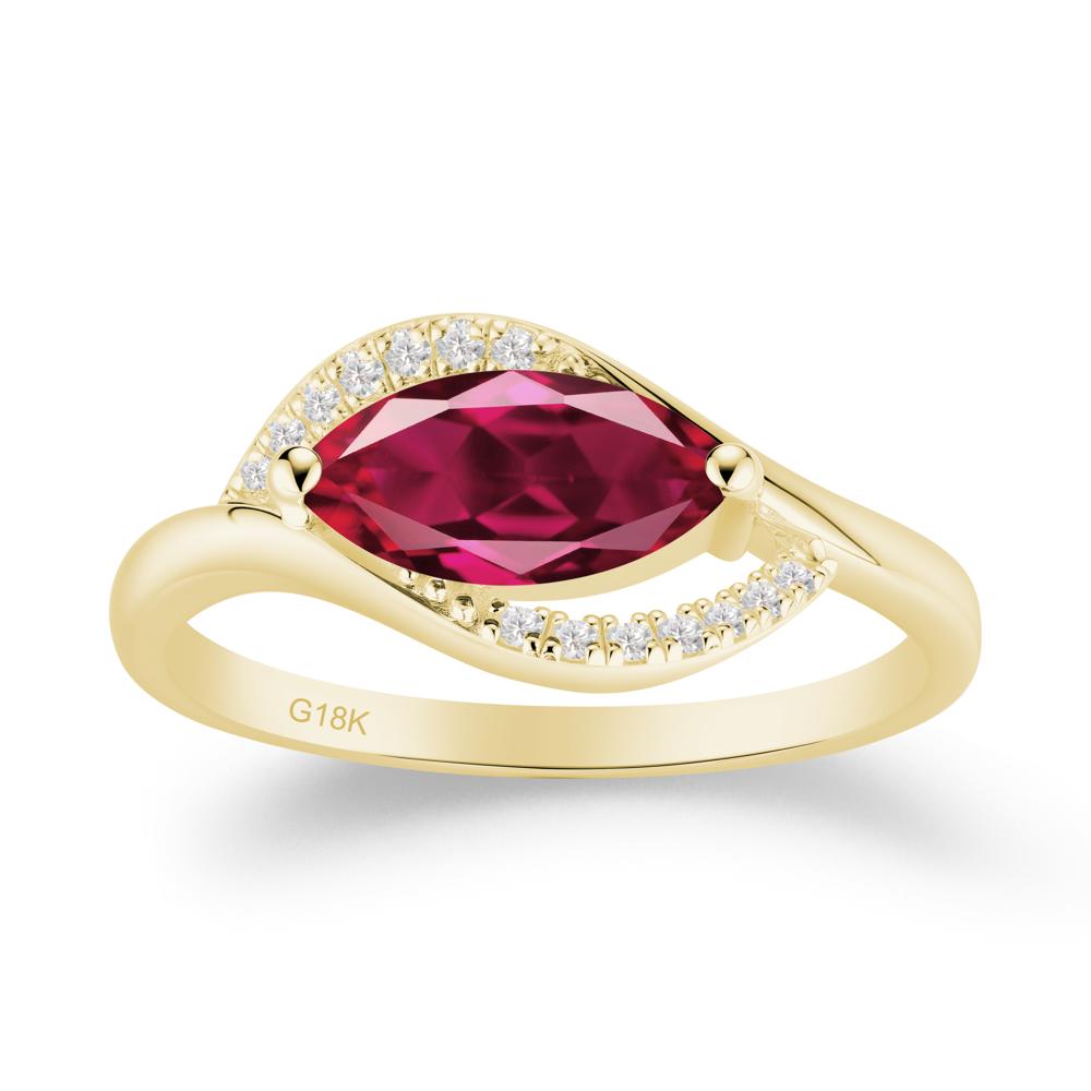 Unique Bypass Ruby Engagement Ring - LUO Jewelry #metal_18k yellow gold