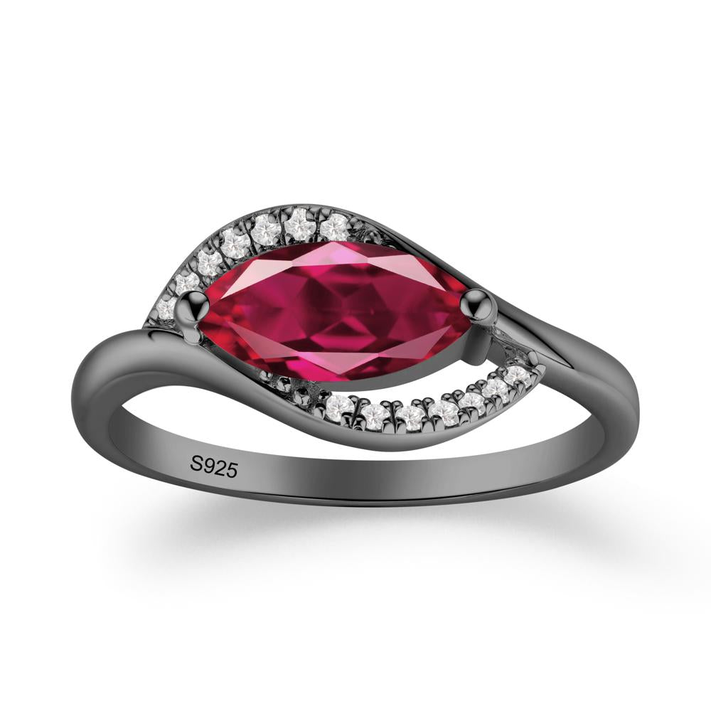 Unique Bypass Ruby Engagement Ring - LUO Jewelry #metal_black finish sterling silver