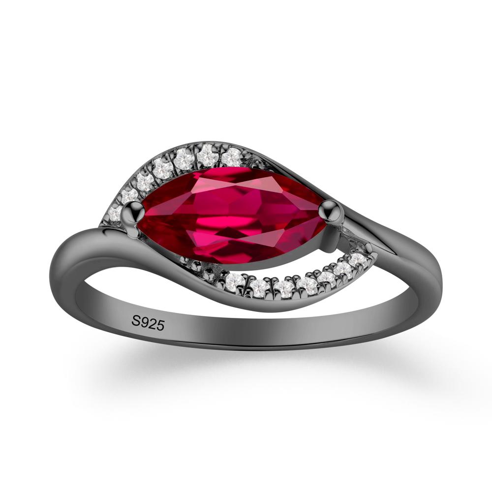 Unique Bypass Ruby Engagement Ring - LUO Jewelry #metal_black finish sterling silver