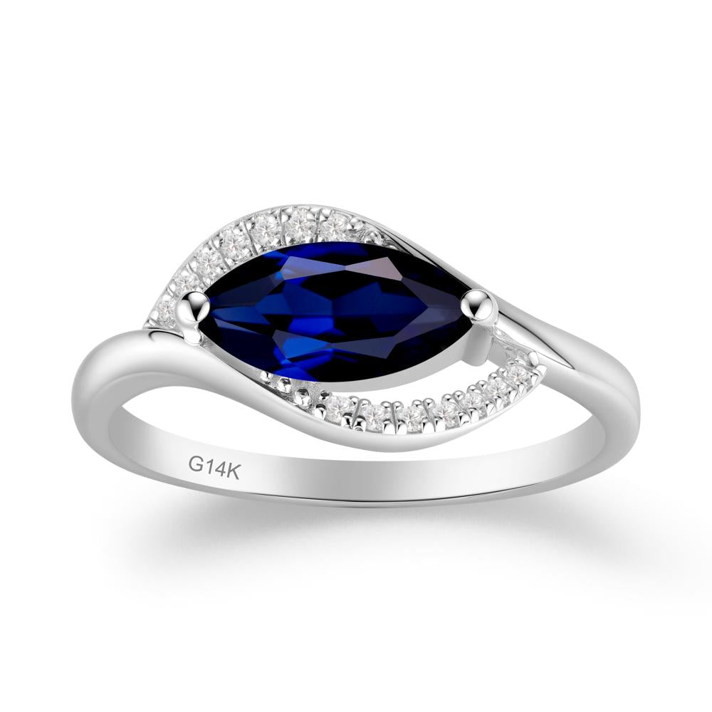 Leaf Sapphire Bypass Ring - LUO Jewelry #metal_14k white gold