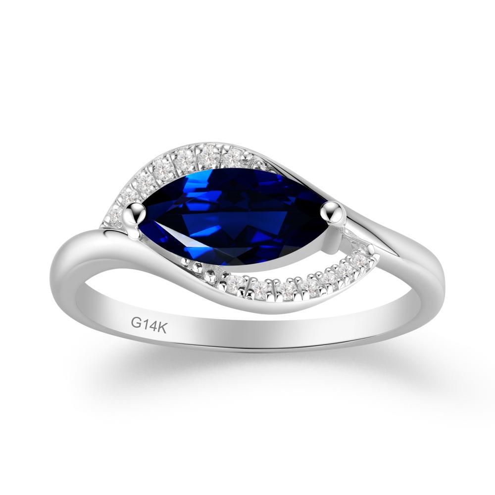 Leaf Sapphire Bypass Ring - LUO Jewelry #metal_14k white gold