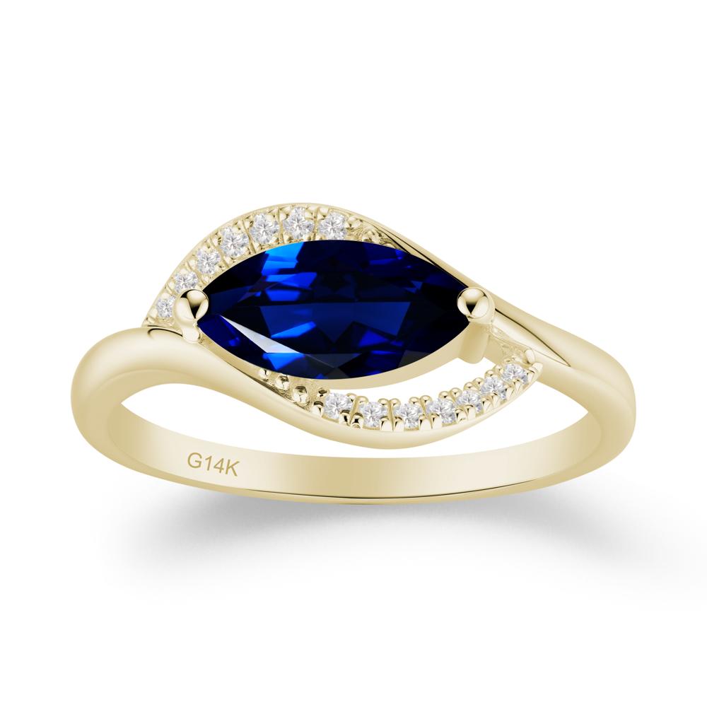 Leaf Sapphire Bypass Ring - LUO Jewelry #metal_14k yellow gold