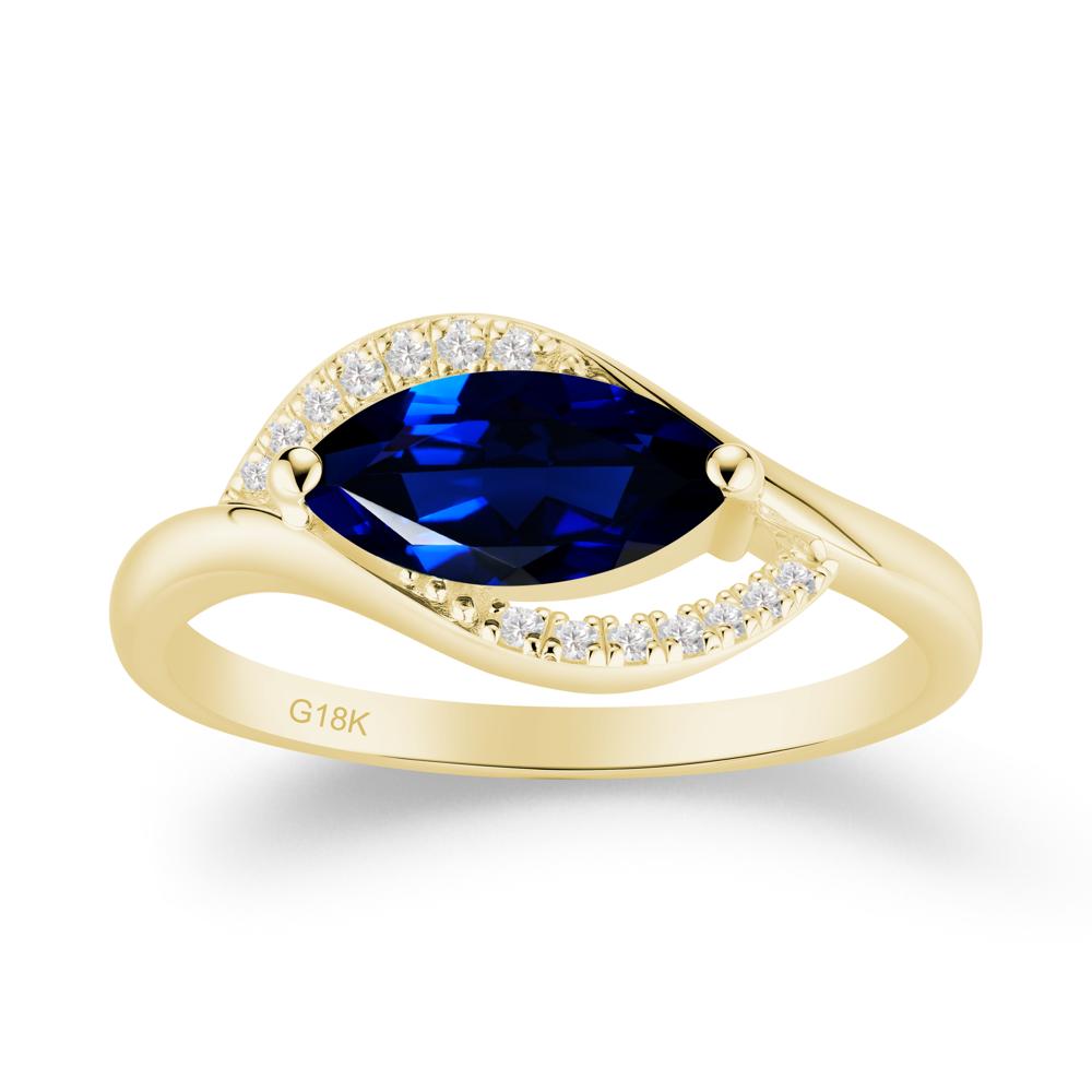 Leaf Sapphire Bypass Ring - LUO Jewelry #metal_18k yellow gold