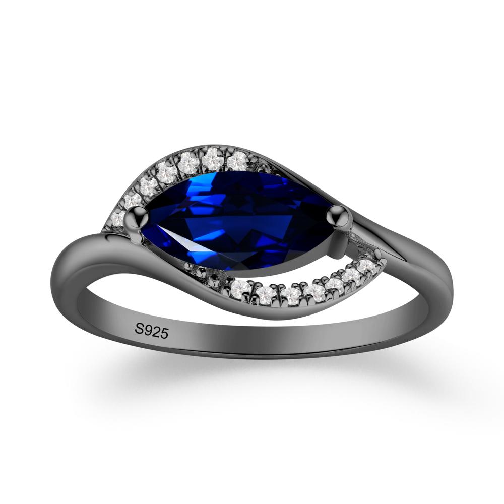 Leaf Sapphire Bypass Ring - LUO Jewelry #metal_black finish sterling silver