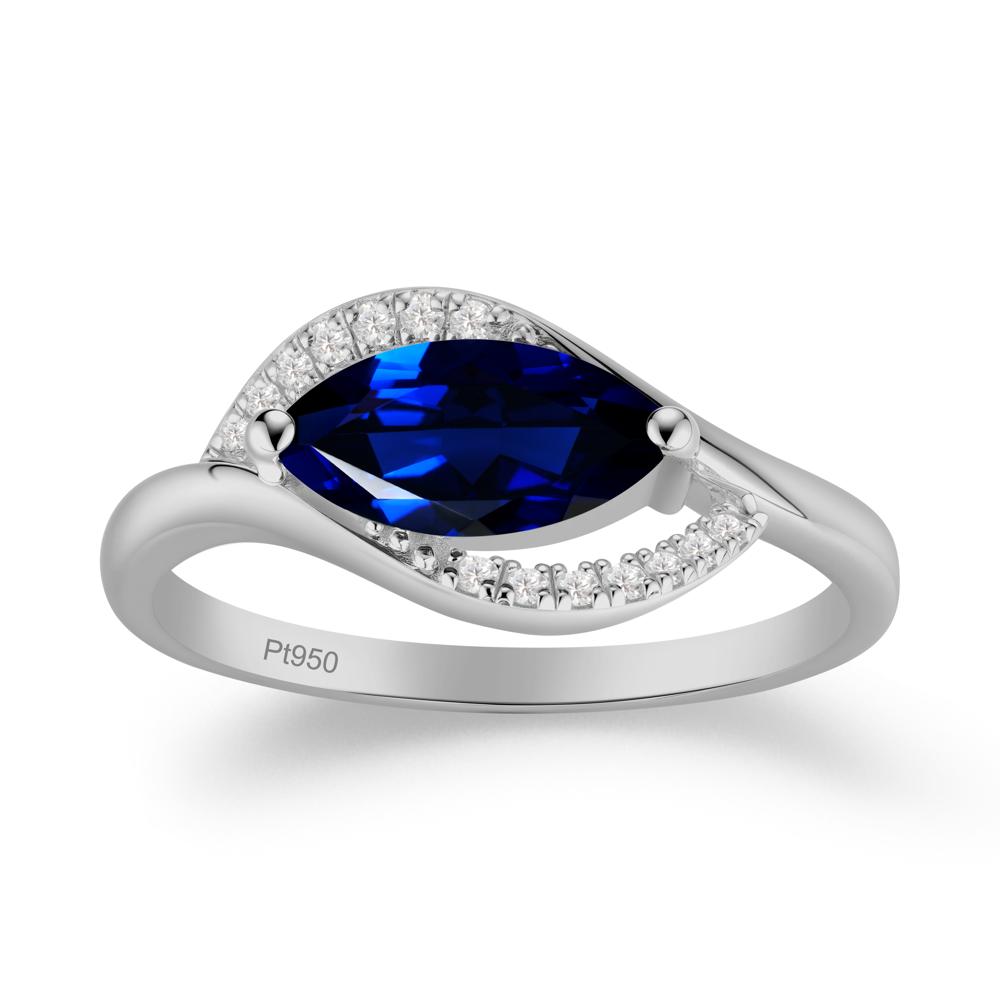 Leaf Sapphire Bypass Ring - LUO Jewelry #metal_platinum