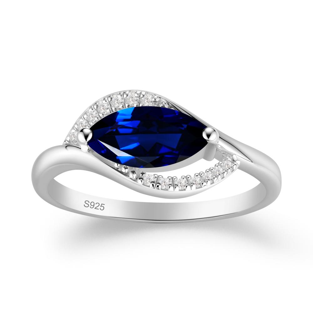 Leaf Sapphire Bypass Ring - LUO Jewelry #metal_sterling silver