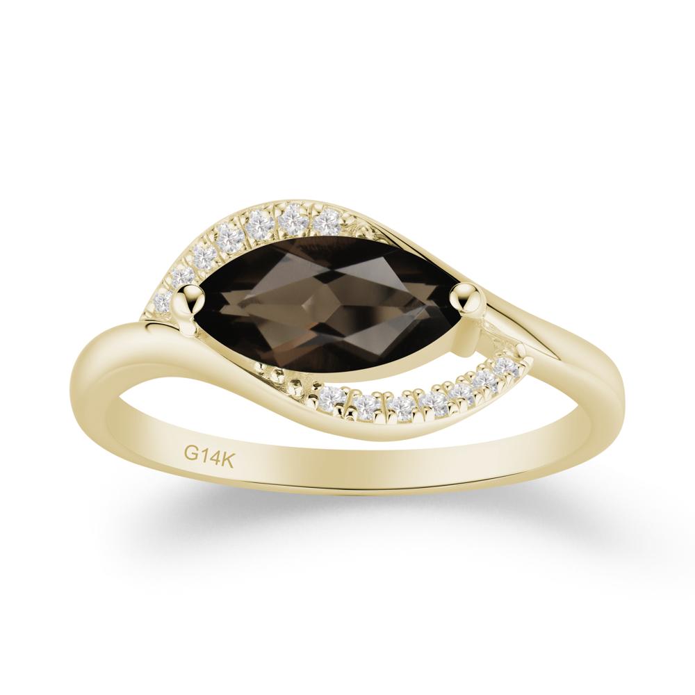 Leaf Inspired Marquise Cut Smoky Quartz Ring - LUO Jewelry #metal_14k yellow gold
