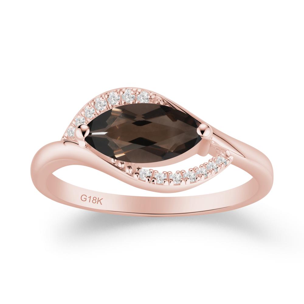 Leaf Inspired Marquise Cut Smoky Quartz Ring - LUO Jewelry #metal_18k rose gold