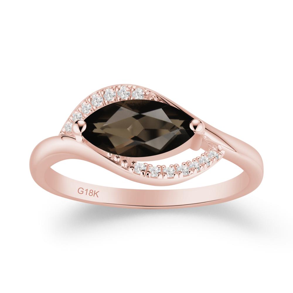 Leaf Inspired Marquise Cut Smoky Quartz Ring - LUO Jewelry #metal_18k rose gold