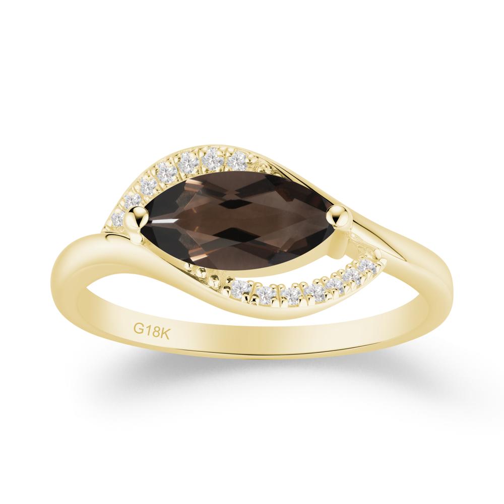 Leaf Inspired Marquise Cut Smoky Quartz Ring - LUO Jewelry #metal_18k yellow gold