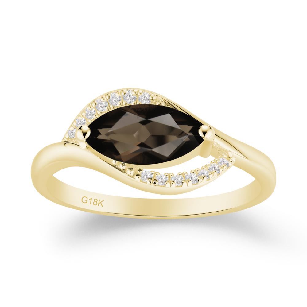 Leaf Inspired Marquise Cut Smoky Quartz Ring - LUO Jewelry #metal_18k yellow gold